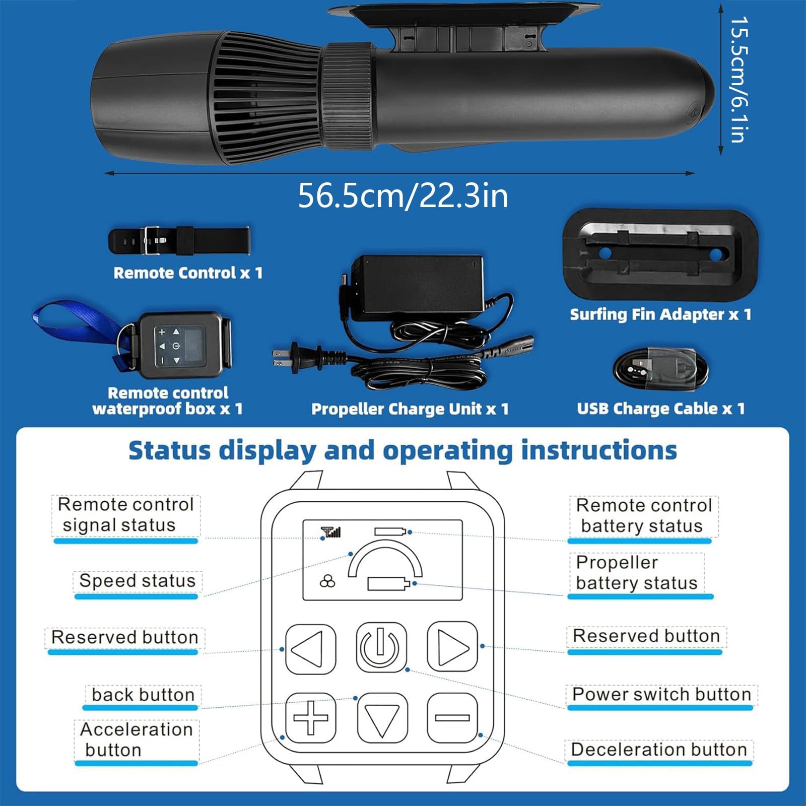 Scooter Submarino portátil de Alta Potencia de 10000 mAh, 500 W, Resistente al Agua hasta 40 m, Ideal para Buceo y esnórquel.