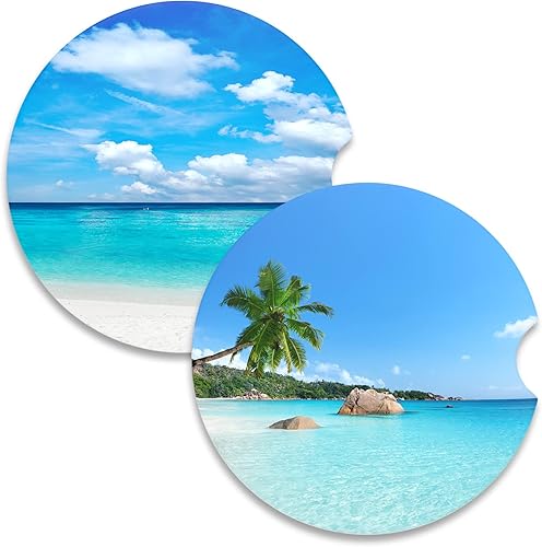 Nipichsha Posavasos de automóvil para portavasos de automóvil, paquete de 2 posavasos de cerámica absorbente para bebidas, lindos accesorios de