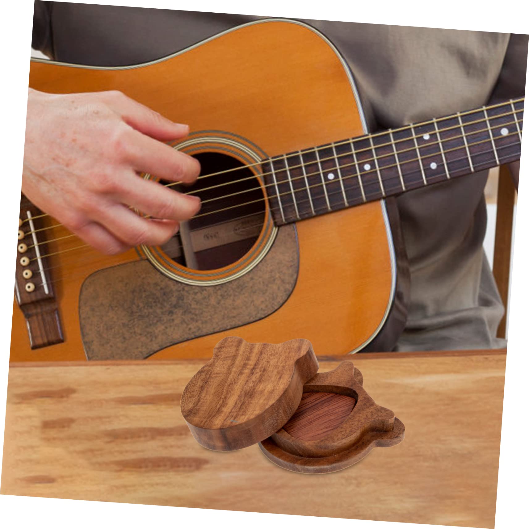 VICASKY 4sätze Holz-Gitarren-Picks Set Mit Praktischer Aufbewahrungsbox Robuste Plektren Für Gitarristen Für Akustik Gitarre Langlebige Holzqualität Inklusive Picks Leicht Und Tragbar