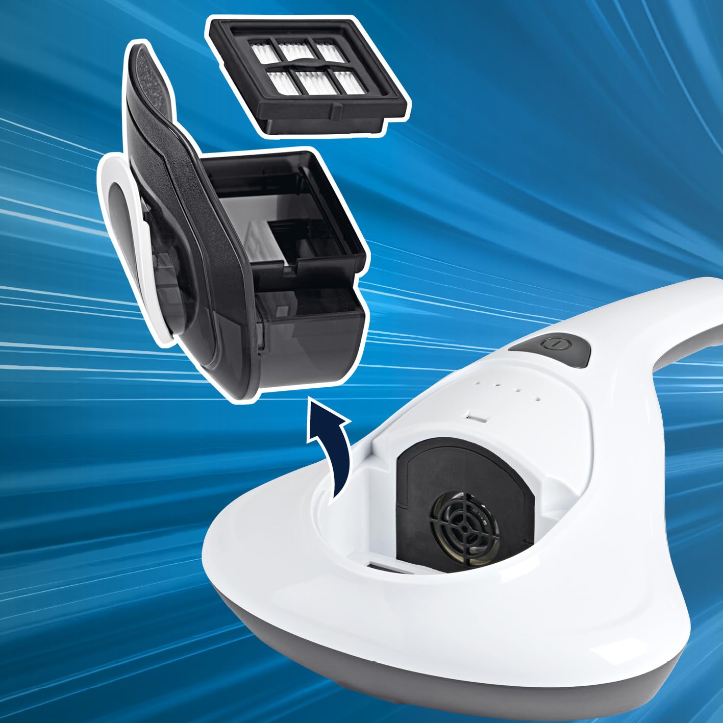 CLEANmaxx Aspirador antiácaros con vibración, aspiradora antiácaros para colchones y Superficies de Revestimiento, Elimina el 99,9% de los ácaros, aspiradora de Mano con luz UV-C y Filtro HEPA para