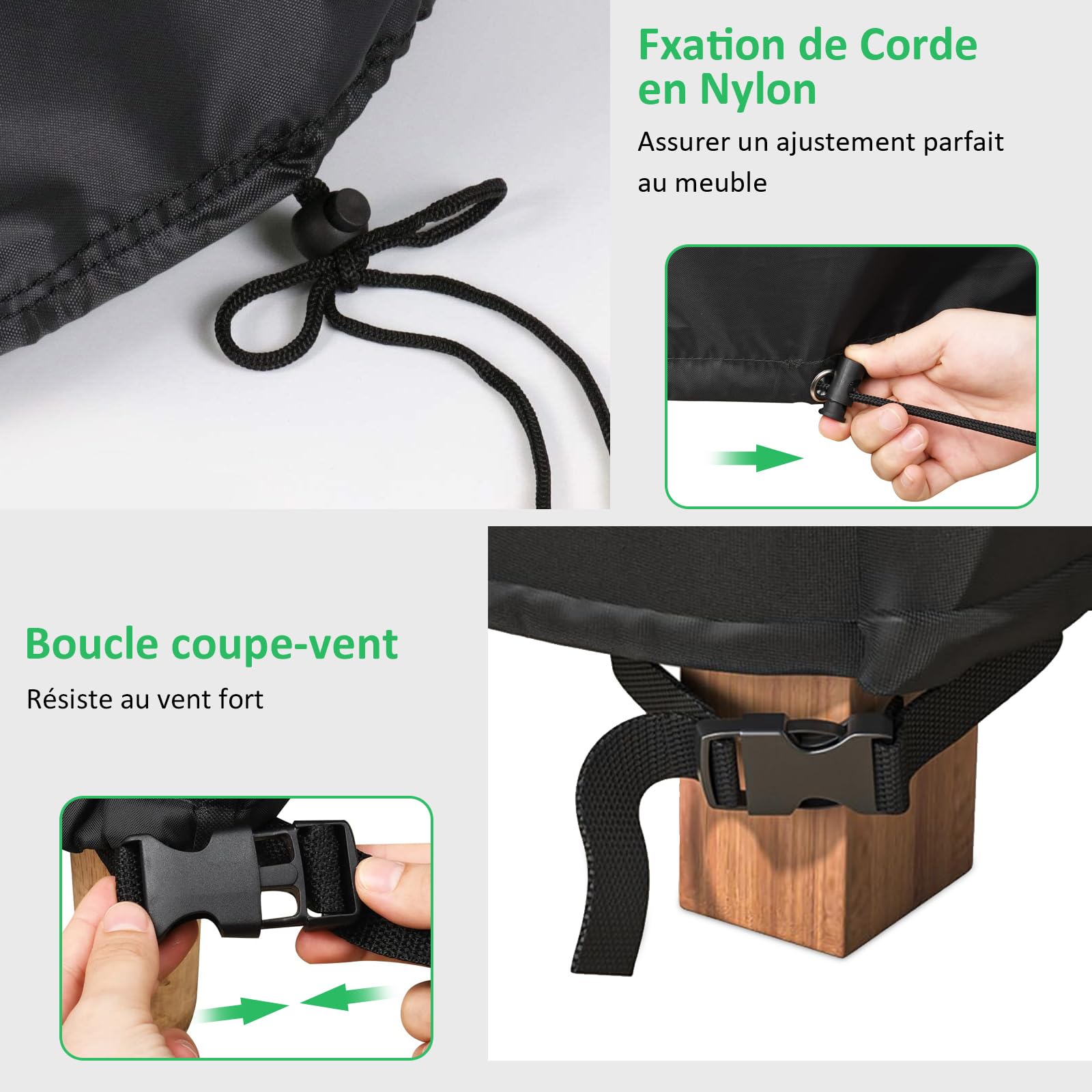 Housses de Canapés de Jardin 600D Oxford Imperméable Anti-UV Protection Banc Extérieur 190x70x65/94cm