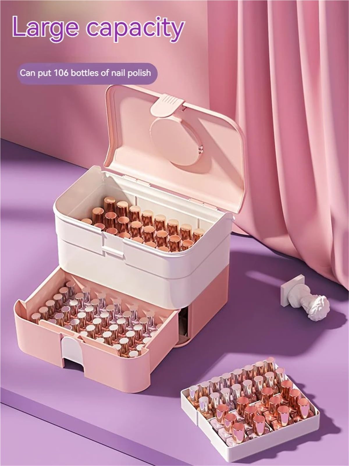 Nagellack Aufbewahrung Multifunktionale Maniküre-Organizer, Nagel-Gel-Nagellack-Aufbewahrungsbox for Nägel, Kunstbedarf, Behälter, professionelle Nagelwerkzeuge(Green)