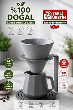Premium SINIRSIZ KULLANIM Seramik Kahve Filtresi Filtre Kahve Kağıdı V60 Yerine Yeniden Kullanılabilir Kahve Filtresi, Kahve Filtre Kağıdı Alternatifi, Filtre Kağıdı Gerektirmez, Kahve Filtre, Gri