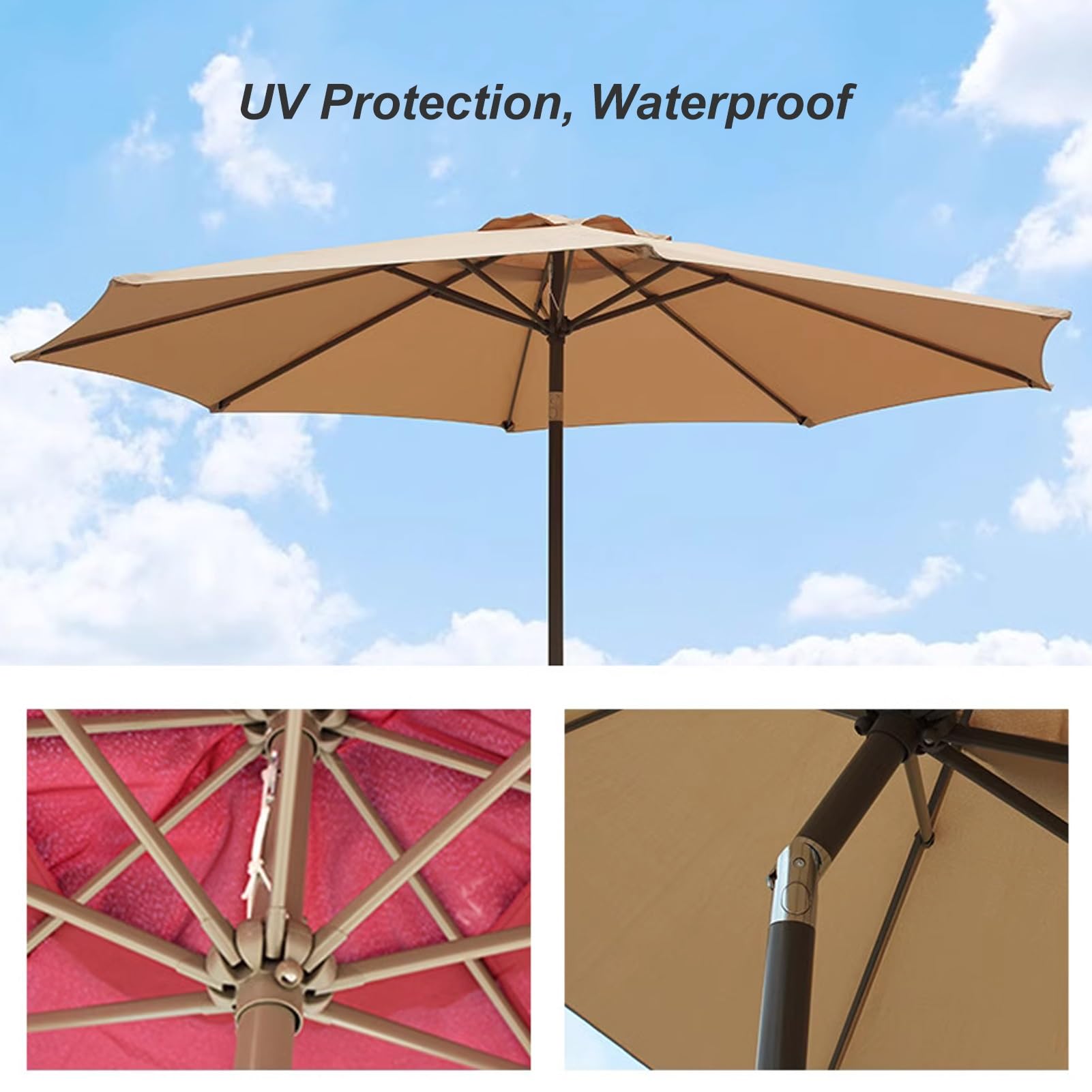 270cm Outdoor Garden Parasol, Parasol balkonowy na przechył, Parasol ze stołu targowego z korbą ręczną, 8 żeberek do patio Beach Pool Ln Backyard Deck (Kolor: zielony)