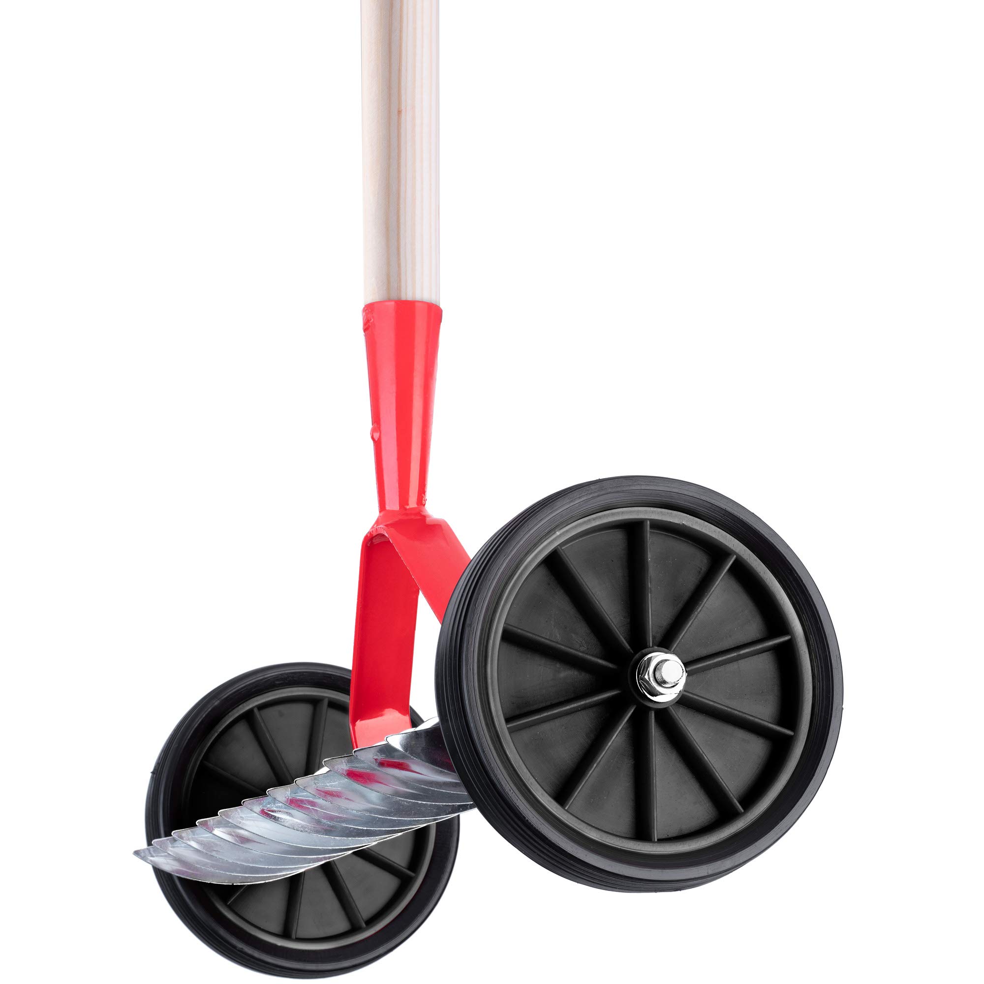 KADAX Aireador de césped con ruedas, garra de jardín para césped, jardín, musgo, rastrillo de corte de metal, escarificador manual, accesorios de jardín, aireador de césped, cultivador (con tallo)