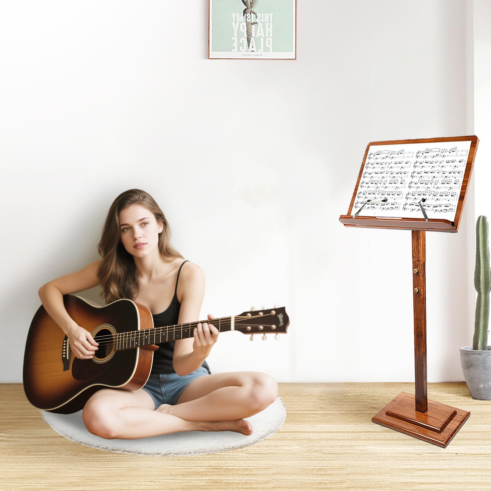 Pupitre en bois pour partitions de musique avec sac de transport, hauteur réglable en bambou, support de livre pour pupitre sur scène pour guitare, violon, piano, concert
