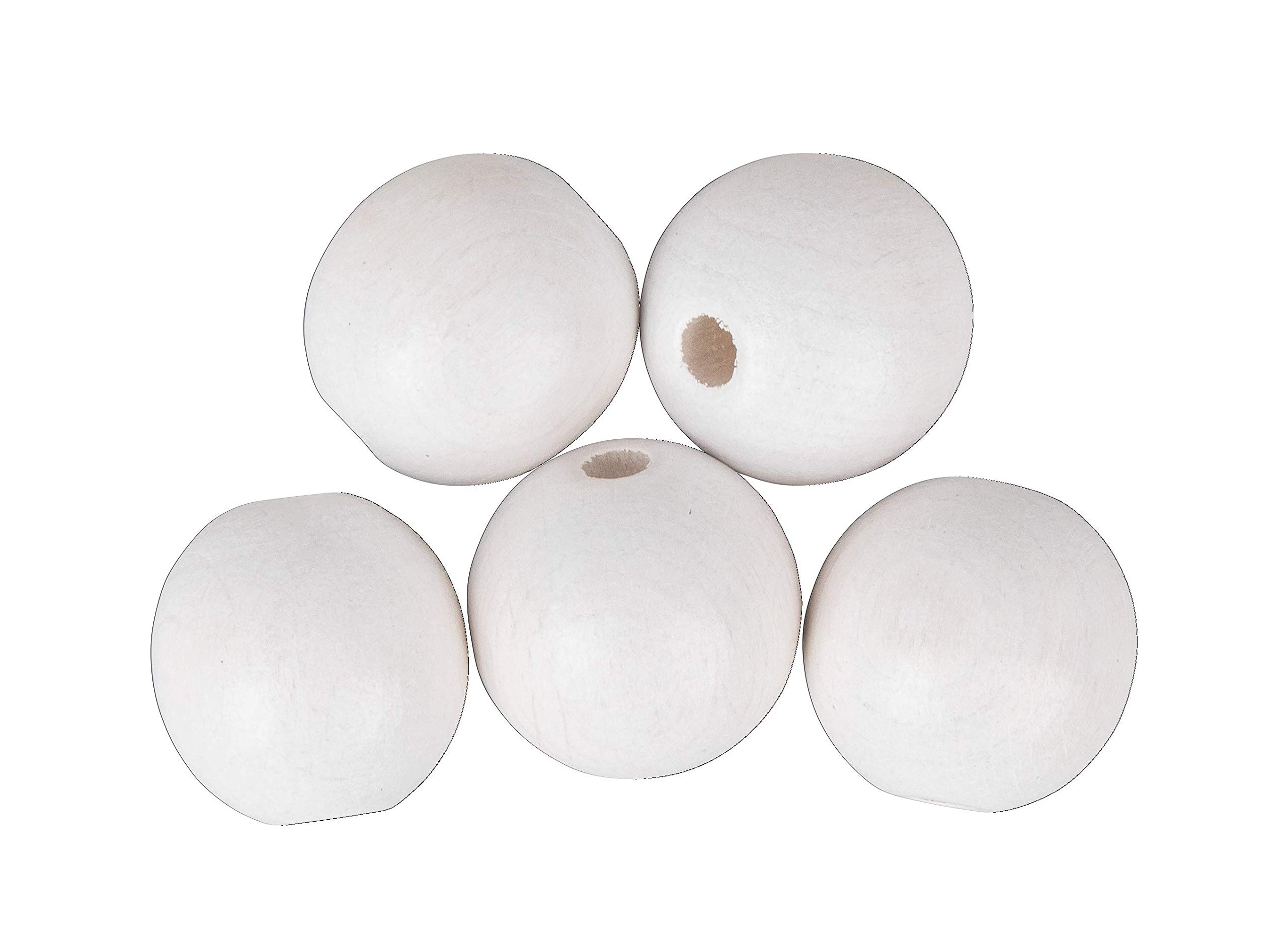 Rayher 63077102 Wooden Balls Drilled FSC 100% Matt 30 mm Diameter White 4 Pieces Normal