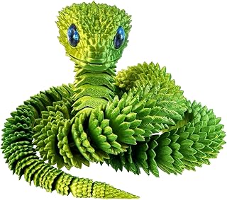 3D Printed Animals Snake, 30 Inch Surprise Mystery Fidget Anaconda Toy, Fake Python Statue with Realistic Eyes，3-D Print Articulated Viper Collectible for Home Office Decoration(LSHL)