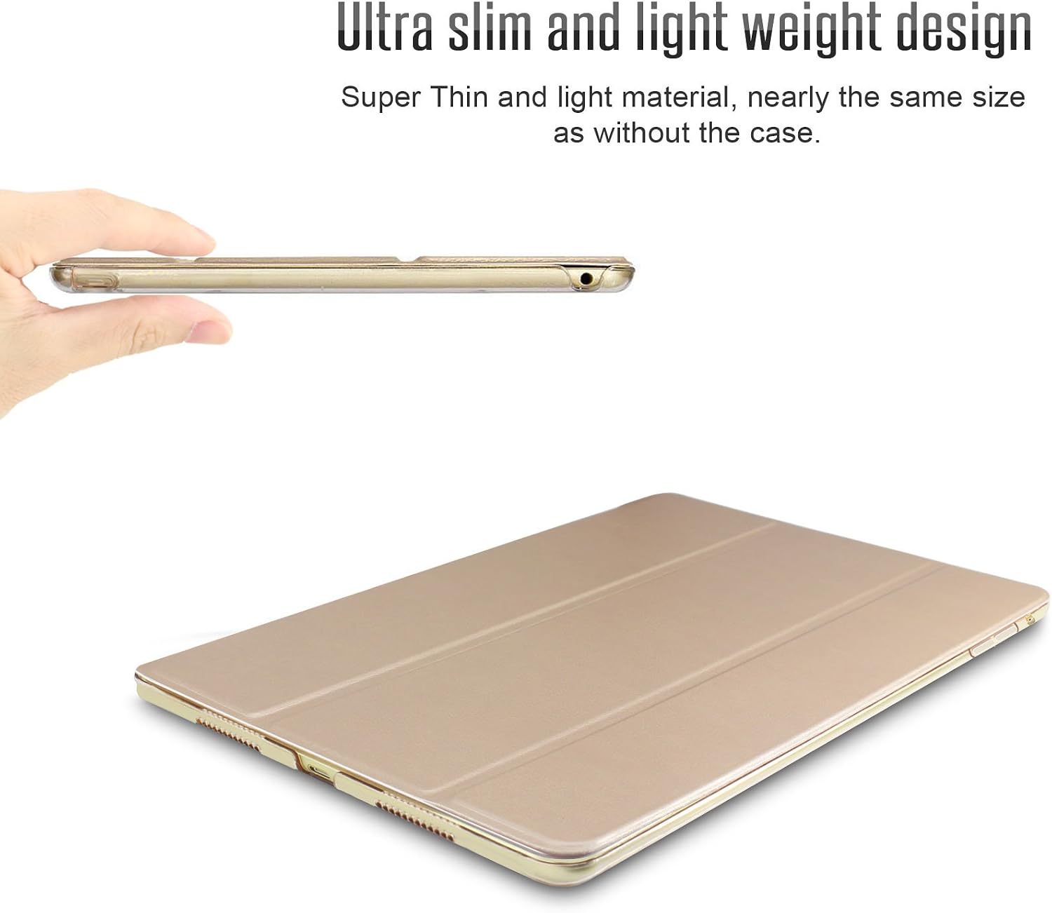 Infiland iPad Air 2 Case - Ultra Slim Smart-Shell Stand Cover with Translucent Frosted Back Protector (with Auto Wake / Sleep) for Apple iPad Air 2 (iPad 6) 9.7 Inch Tablet, Gold