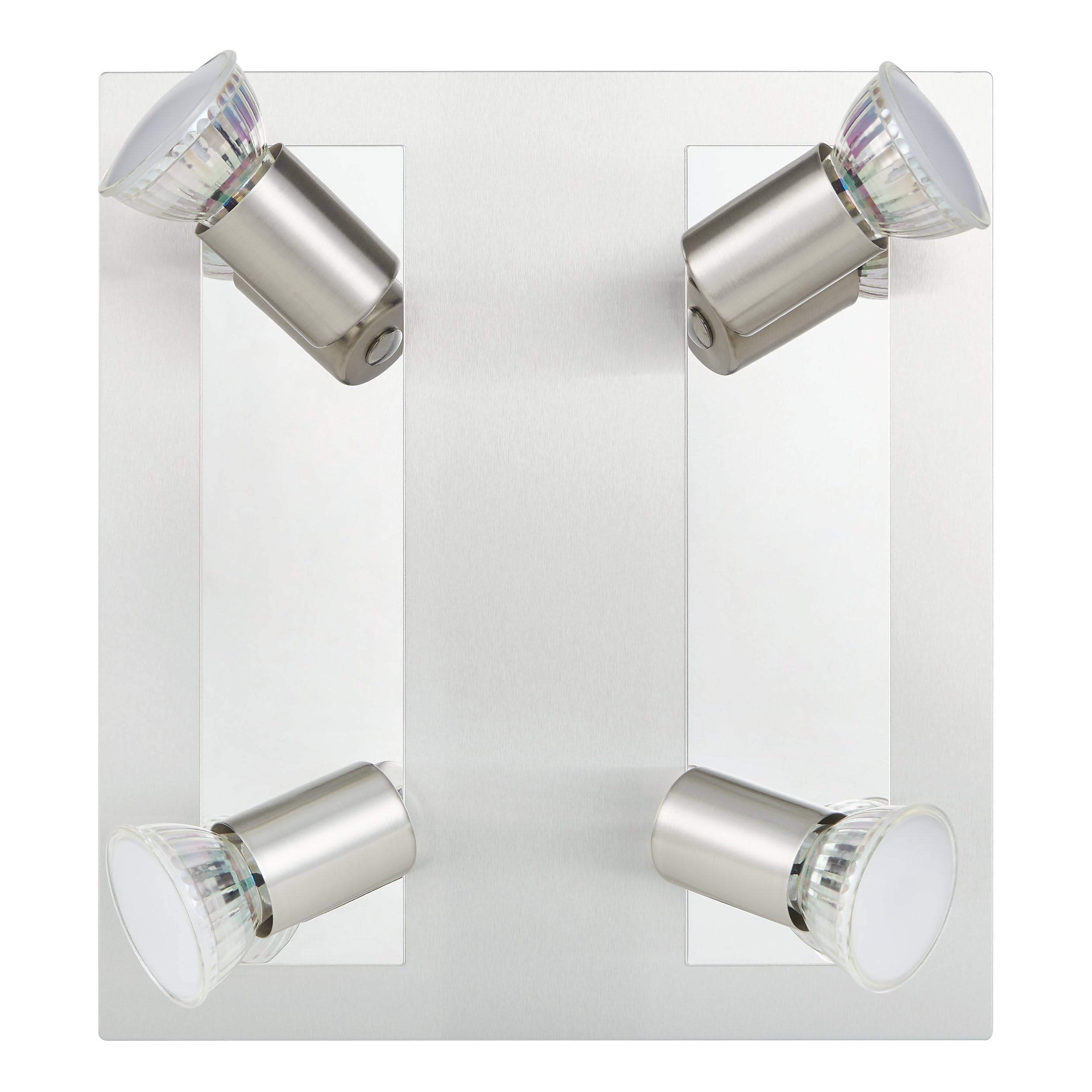 EGLO LED Deckenlampe Rottelo, 4 flammige Deckenleuchte, Deckenstrahler aus Metall, Wohnzimmerlampe in Nickel-Matt, Chrom, Spots inkl. GU10 Leuchtmittel, warmweiß