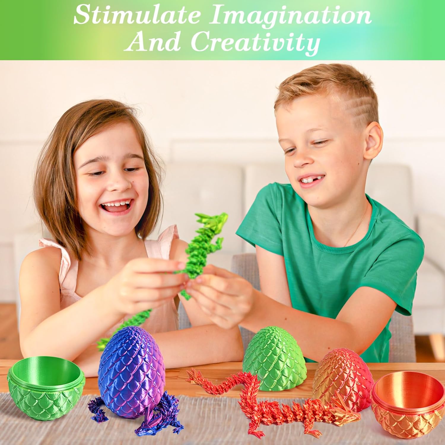 3D Printed Easter Dragon Eggs - Cool Crystal Dragon - Funny and mysterious toys - Essential Easter Basket Stuffers - Dragons with flexible joints (12in,Laser Purple Edition[Dragon & Dragon Egg]）