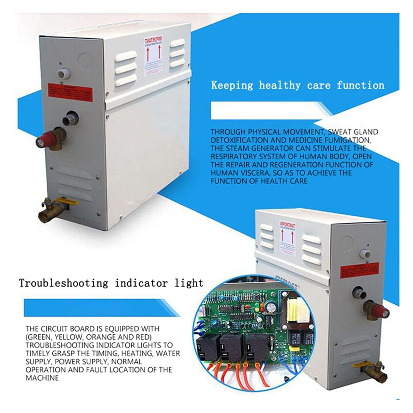 Piec do sauny, Automatyczny generator stali nierdzewnej Generator parowania do parzenia sauny Sauna Maszyna do kąpieli do relaksu Room Cyfrowy sterownik,Szybkie nagrzewanie(6.0KW)