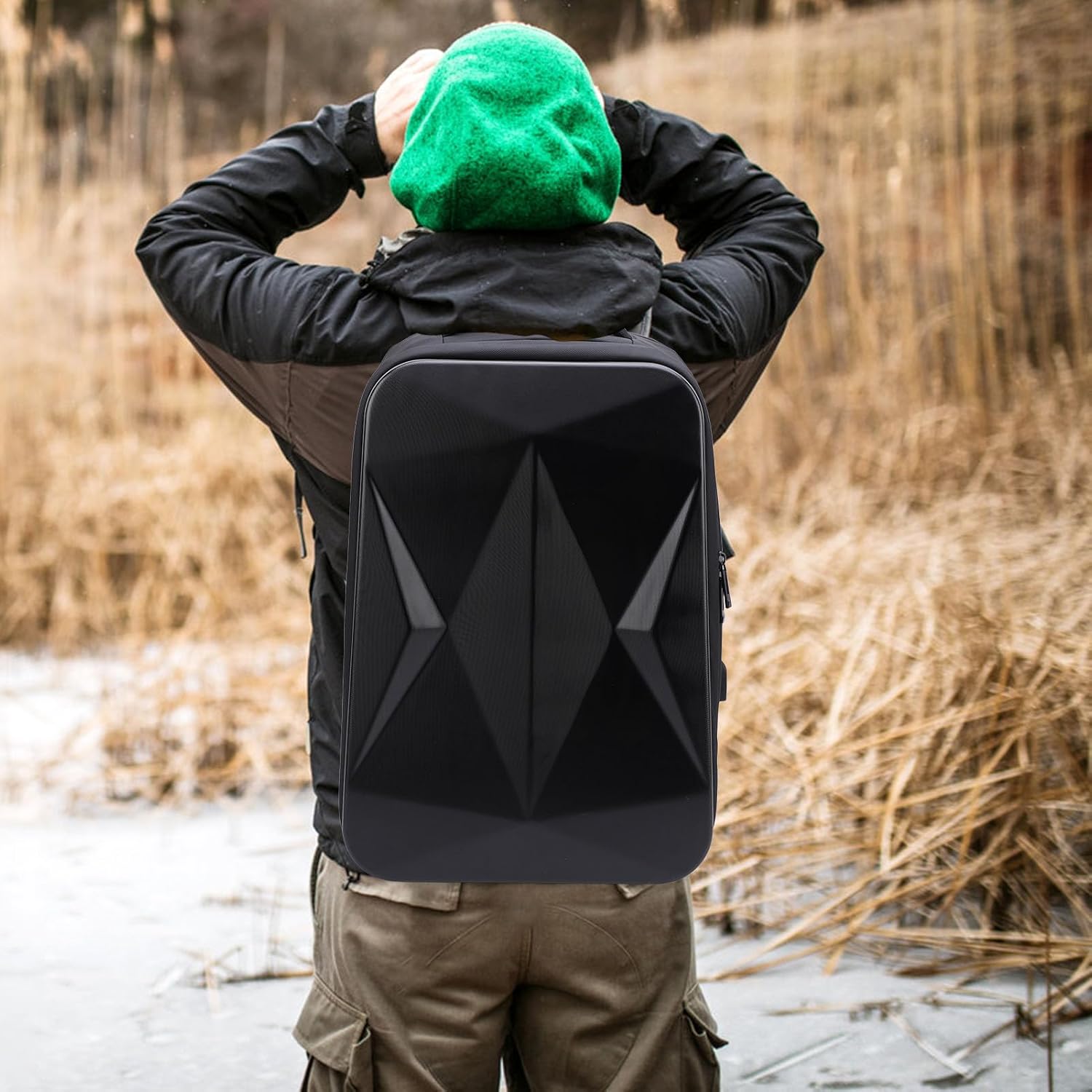 Zunate Mini Outdoor Travel Bag, Hard Case Backpack for Mini Dish and Accessories, Shock and Stress Proof Storage Box