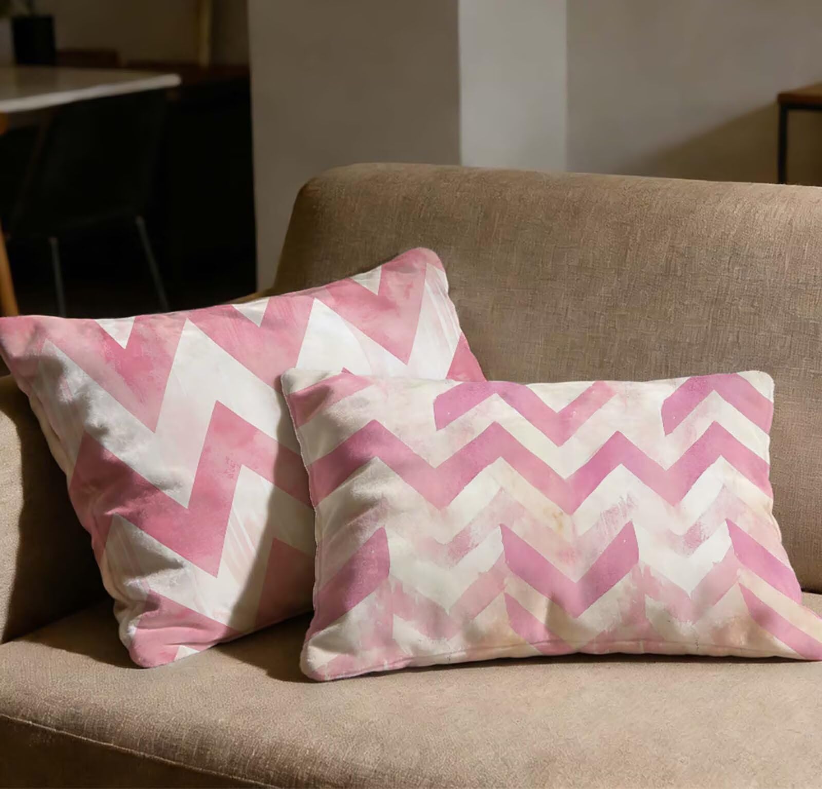 Taie oreiller 80x100 lot de 2 en velours rose avec fermeture éclair invisible décorative