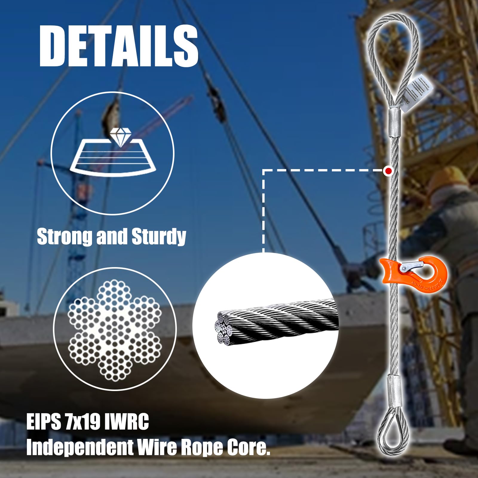 YATOINTO Wire Rope Sling - 3300LBS Lifting Capacity -6