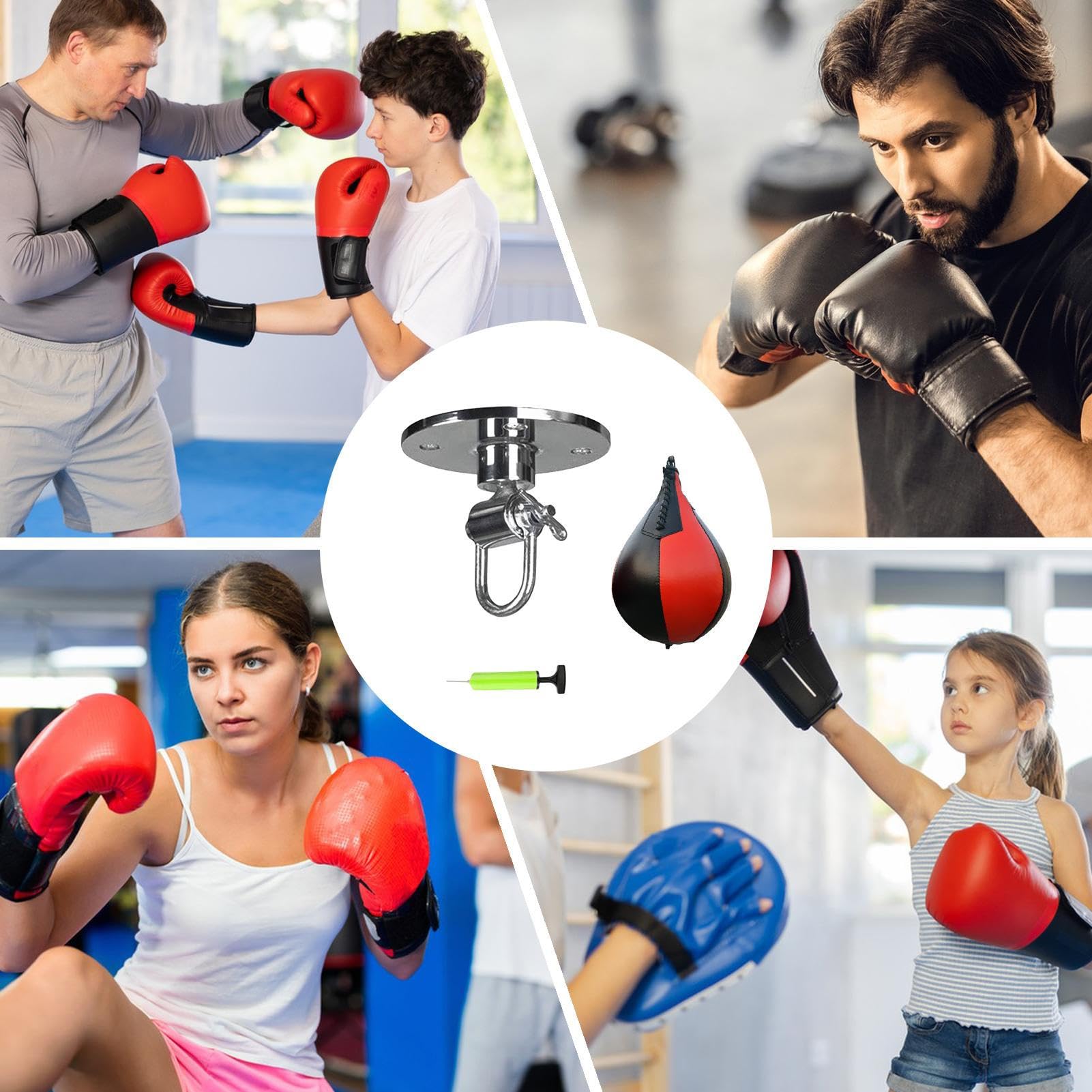 Speed Ball Pear Ball – Boxing Erwachsene Wind, universelles Hängespinner Gerät, Kombinationszubehör-Set aus Metall | Schnelle Installation der Fitness zu Hause, Ausrüstung D