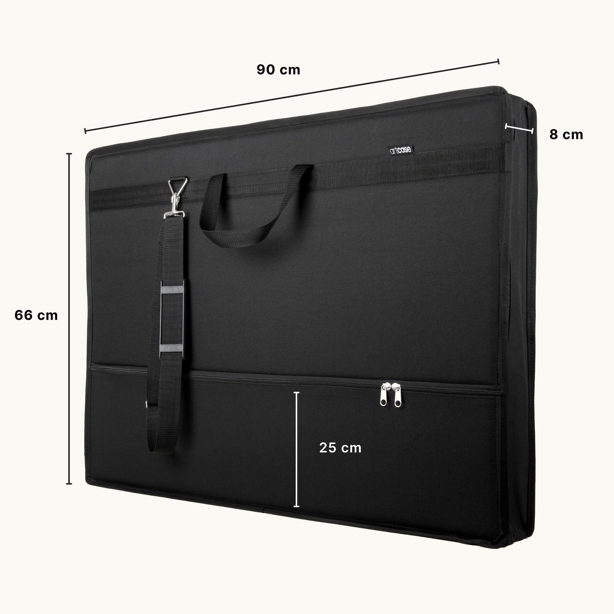 Artcase Max DIN A1 - Artist Portfolio Case, Hard-Cover Drawing Folder A1, Large Format Document Transport Bag 90 x 68 x 8 cm, storage professional artist bag, waterproof durable polyester (Black)