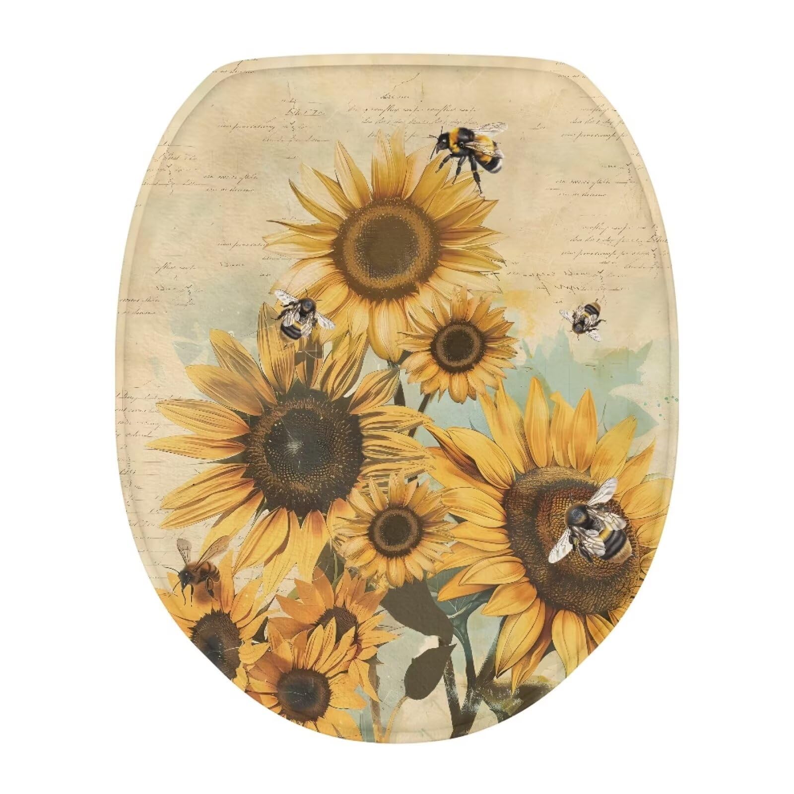 Bivxisrvo Sunflowers Butterfly Print Bathroom Toilet Lid Seat Toilet Protector Cover Soft, Dustproof Polyester Fabric Toilet Seat Cover Covers Stains, Stays Clean, Easy To Install