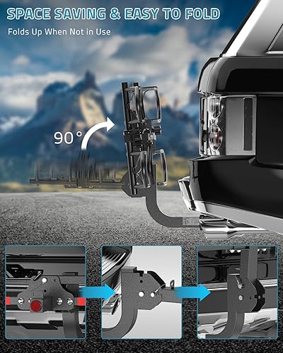 Miniatura 6 de PAULINN Ebike Rack para enganche de remolque, resistente 2 bicicletas, plegable, para automóvil, SUV, para bicicleta eléctrica, neumático grueso y