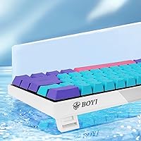 Vista 3 de BOYI Teclado mecánico con cable 60% para juegos, mini interruptor RGB Cherry MX PBT Teclas NKRO programable tipo C teclado para juegos y trabajo