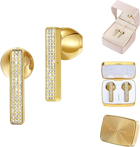 Miniatura 1 de ELLA'S EARS Auriculares inalámbricos, auriculares Bluetooth 5.3 con incrustaciones de diamante, auriculares intrauditivos con estuche de carga