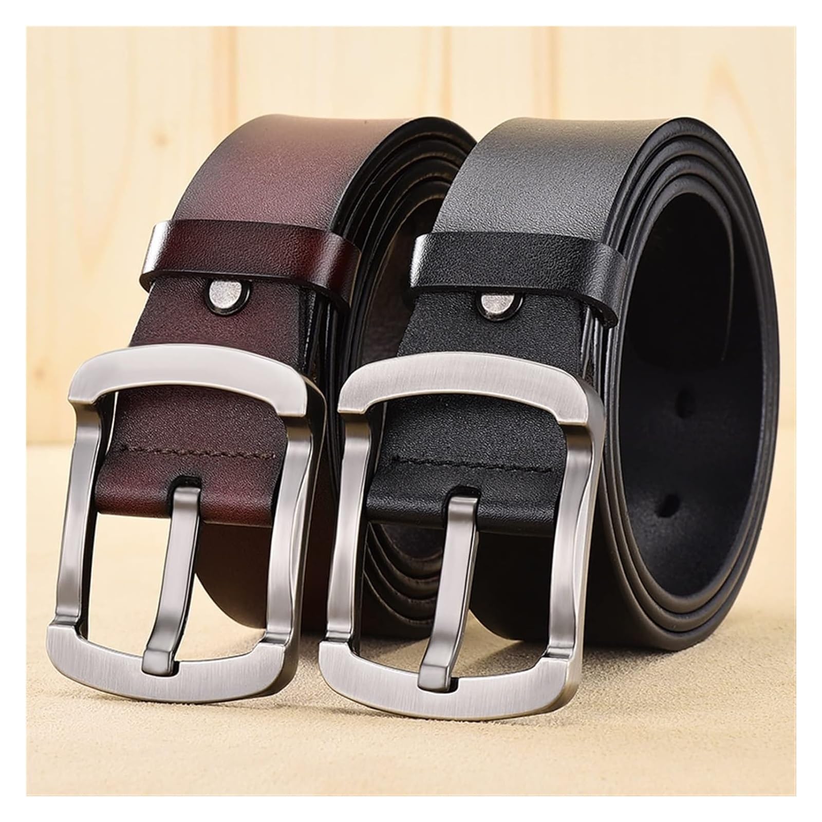 Cinturón ajustable de cuero genuino, Cinturón de Cuero for Hombres Cuero Casual Formal Hebilla Hebilla de aleación Ajustable Cómodo Resistente al desgarro Transpirable Cinturón liviano Hombres Tallas