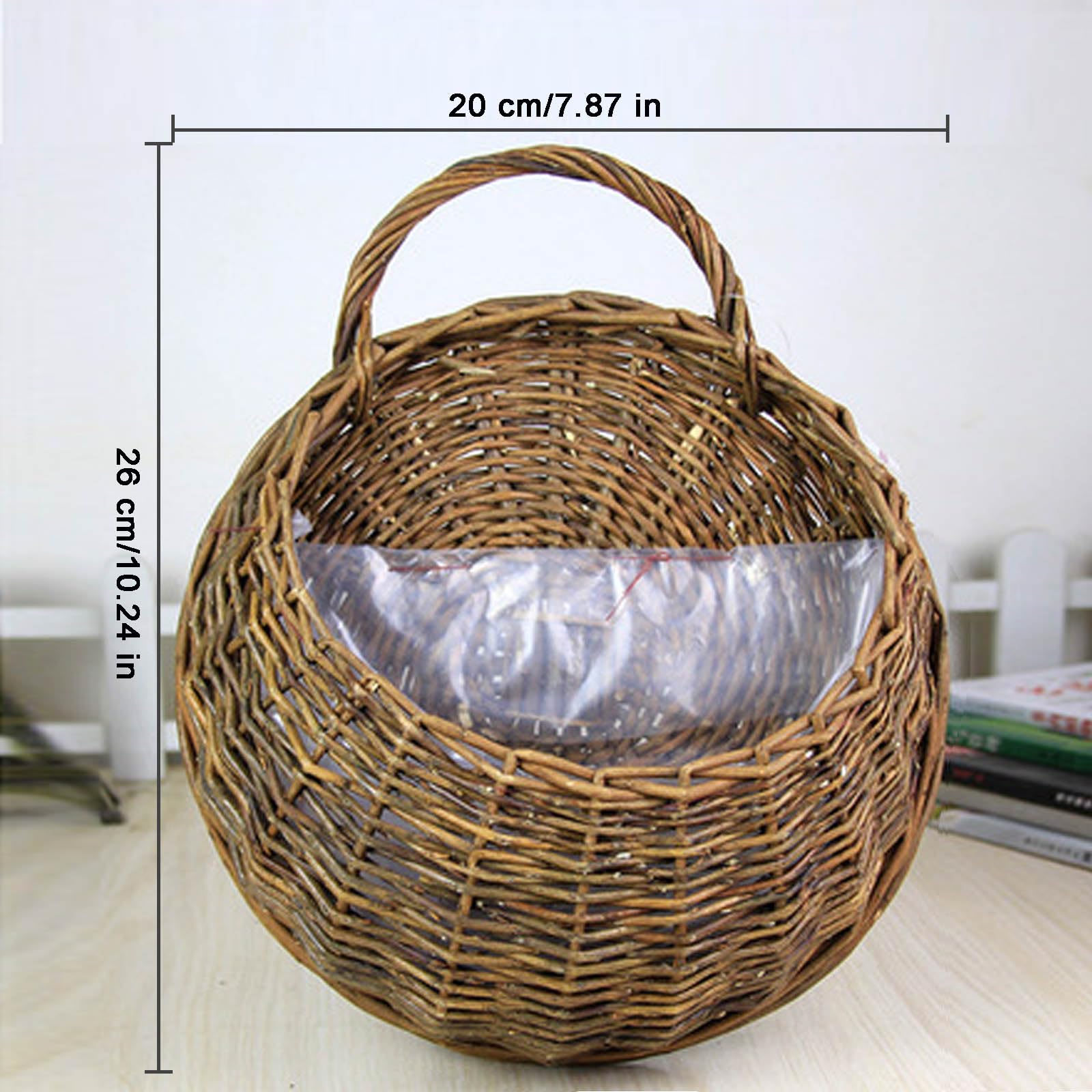 Cesto Fiori In Rattan Da Appendere Monsully 26x20cm - Decorazione Parete Per Casa E Giardino