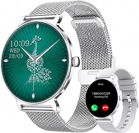 Reloj Inteligente Mujer, 1.27" Smartwatch Mujer con Llamadas, Monitor de Sueño, Función Femenina, 120+ Modos Deportivos, Podómetro, 24H Pulsómetro, SpO2, IP68, para Android/iPhone