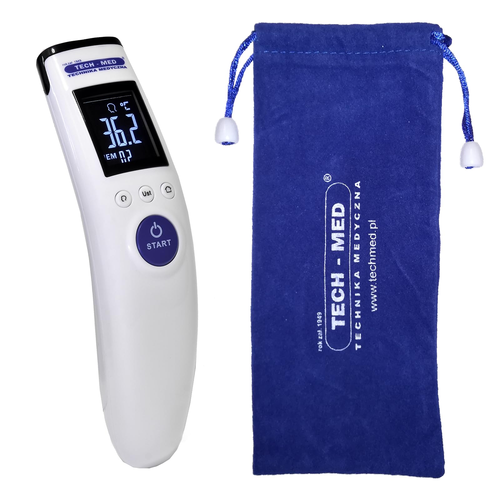 TECH-MED - Elektronisches Infrarot Fieberthermometer Kontaktlos TMB-COMPACT, Fiebermesser Digital, Schnelligkeit der Messung, Temperaturmessgerät Menschen