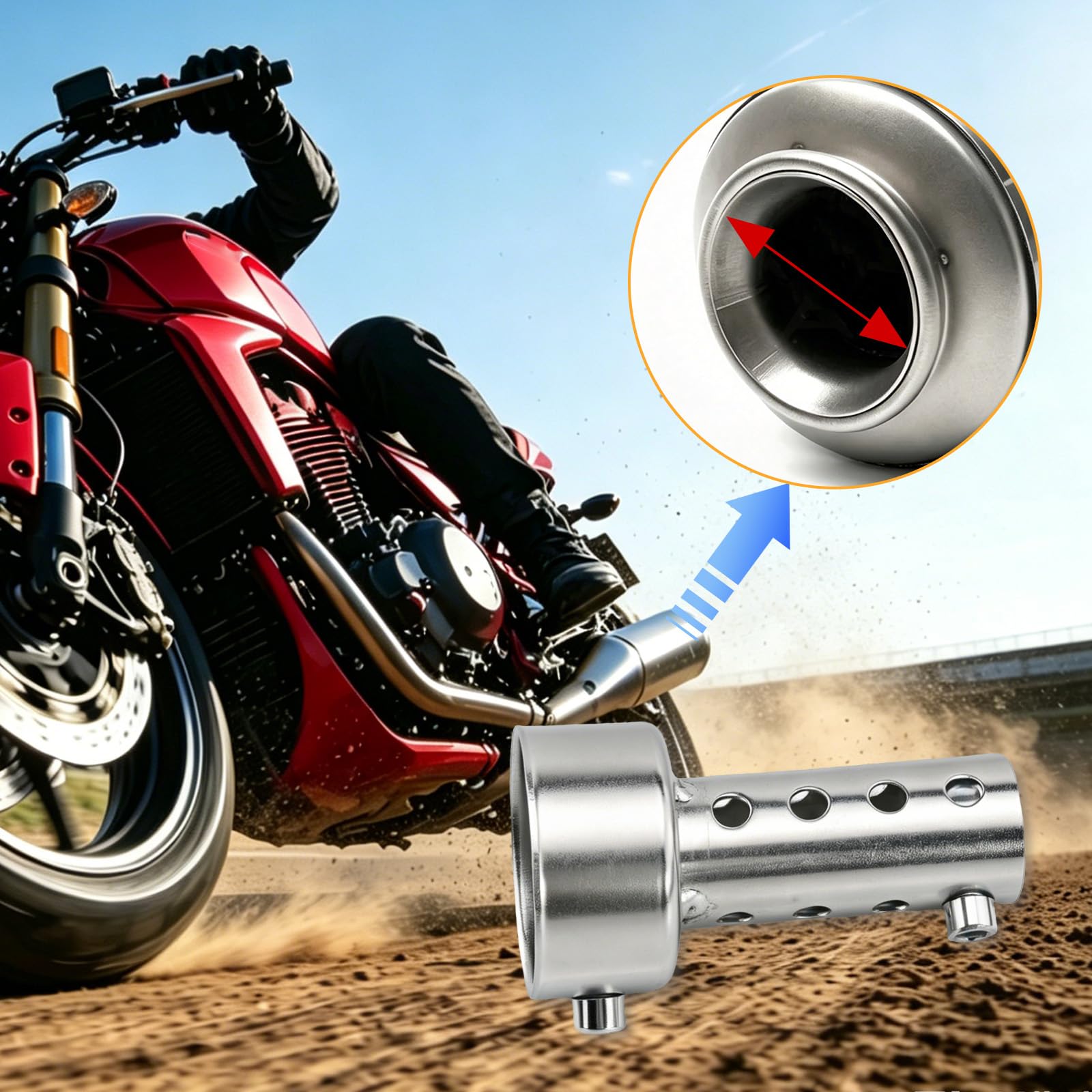 Silenziatore universale di scarico moto Baceyong, 42mm / 1.7inches; 45mm / 1.8inches; 48mm/1.9inch, argento