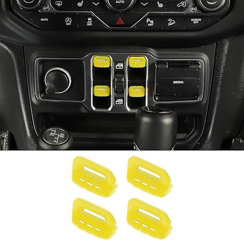 Miniatura 8 de Compatible con Jeep Wrangler JL JLU 2018-2023 y Jeep Gladiator JT 2020-2023, 4 piezas de cubierta de interruptor de ventana de consola central,