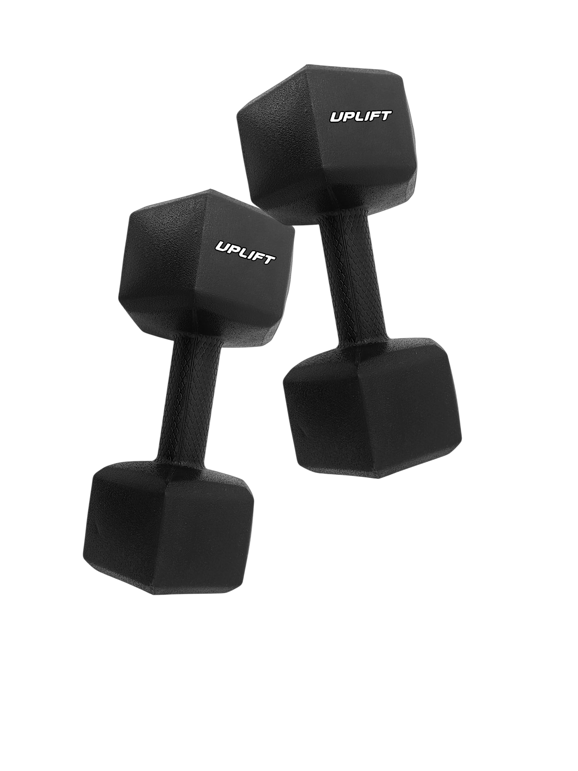 UPLIFT Hex Pvc Dumbbells Set of 2 (3Kgx2) — Build Strength at Home | Premium Anti-Slip Gym Weights Pair for Muscle Training, Fat Loss & Full Body Fitness | Home Gym Equipment for Men & Women (Black)-image-9