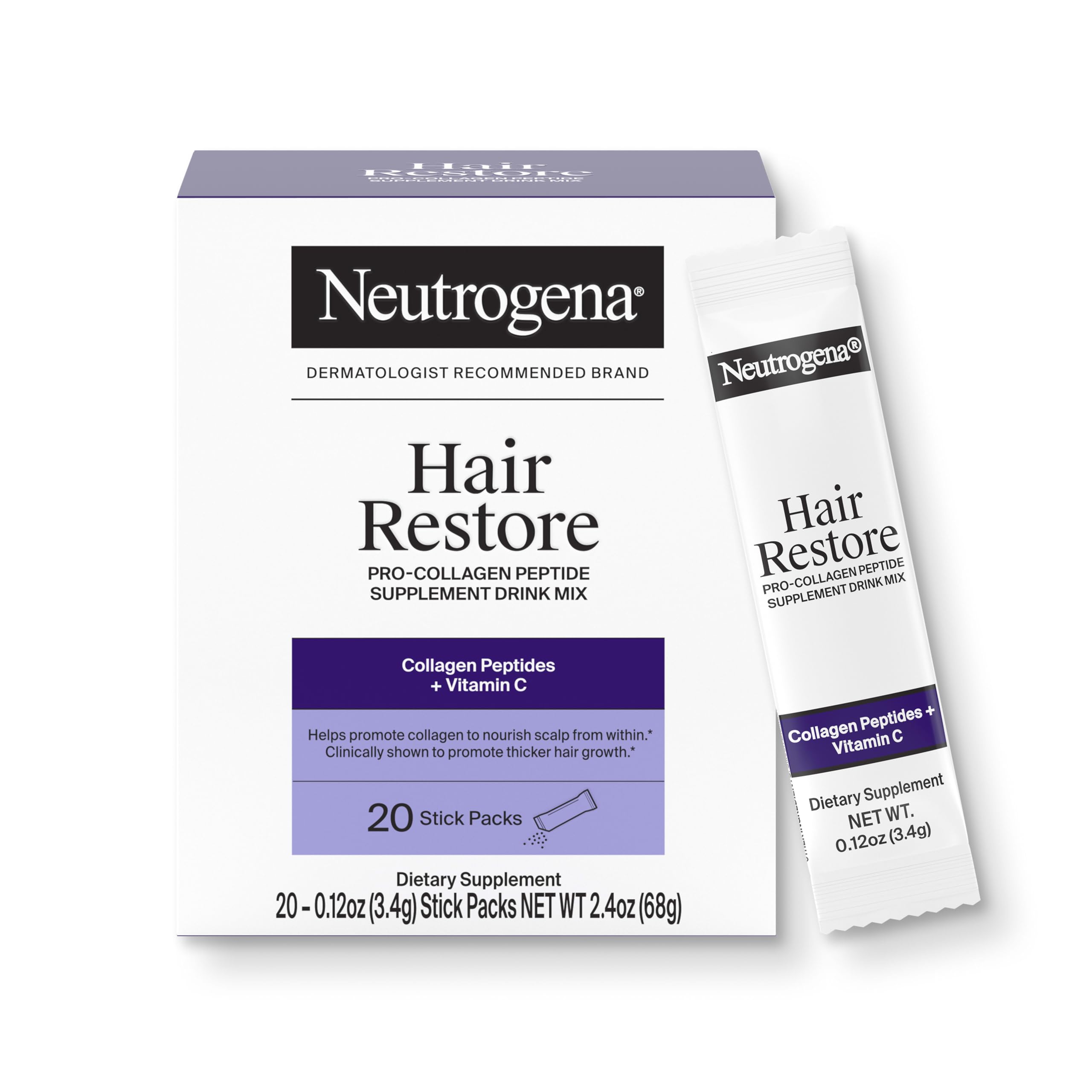 Photo 1 of Neutrogena Hair Restore Pro Collagen Peptide Supplement Powder, 20 ct