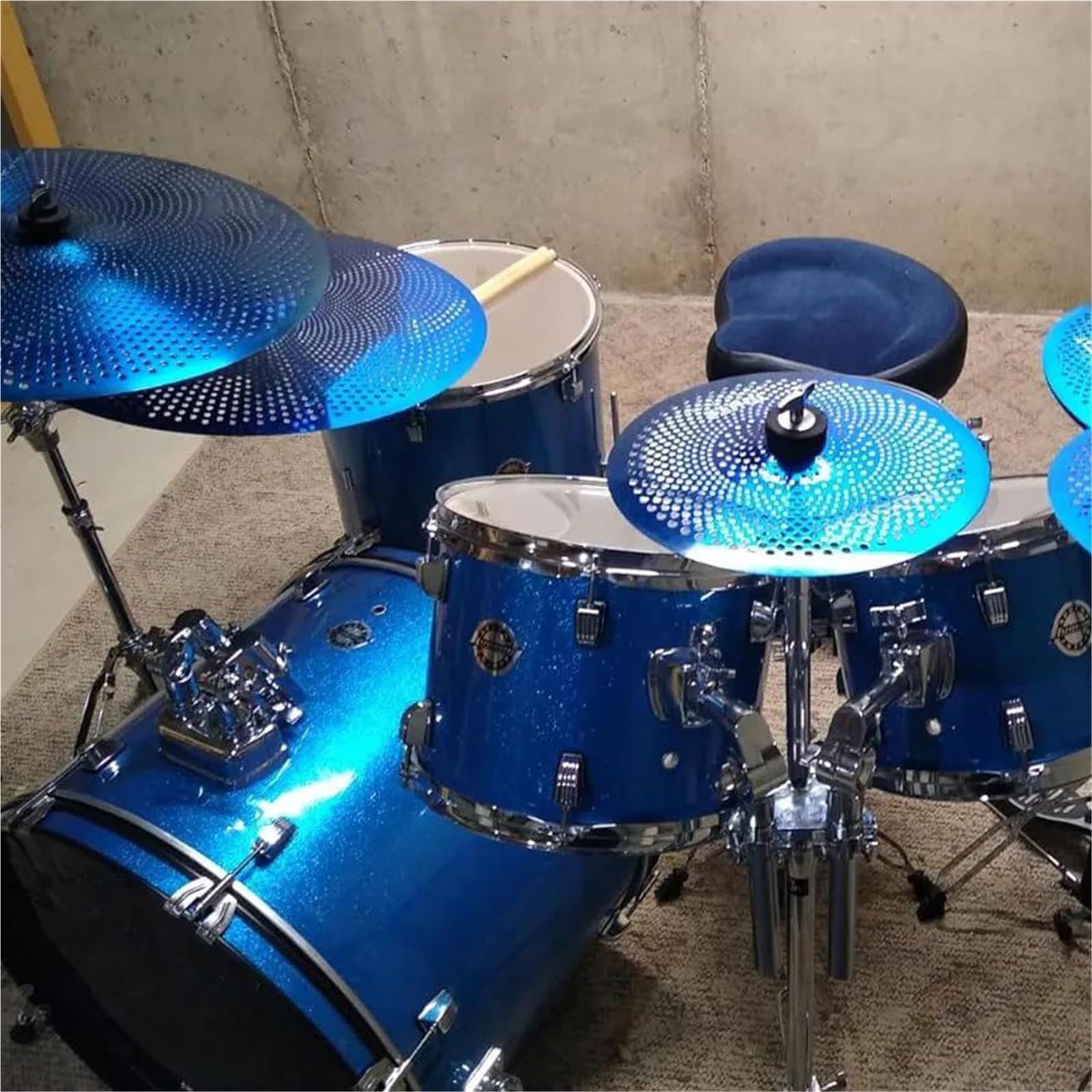 Talerz Perkusyjny Wielokolorowy Zestaw Talerzy Mute 10" Splash 14" Hi-Hat 16" Crash 18" Crash 20" Ride Niski Poziom Głośności 6 Sztuk Zestaw Bębnów Do Ćwiczeń(B)