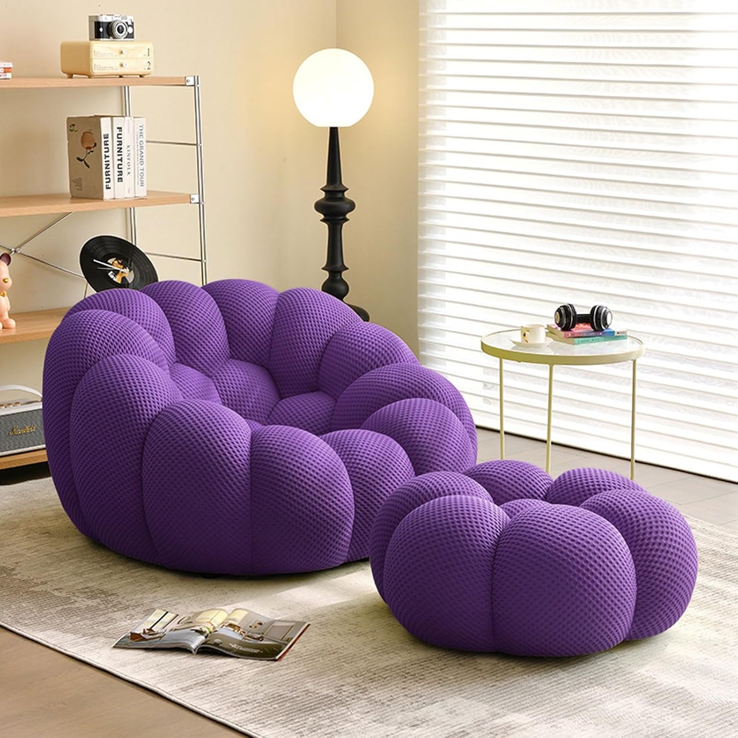 Lazy Sofa Upholstered Couch with Footstool Bean Bag Jordan Ubuy