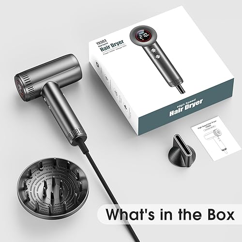 Miniatura 9 de Secador de pelo con accesorios difusores magnéticos, secador iónico profesional de alta velocidad para secado rápido, 9 ajustes de calor y 2 ajustes