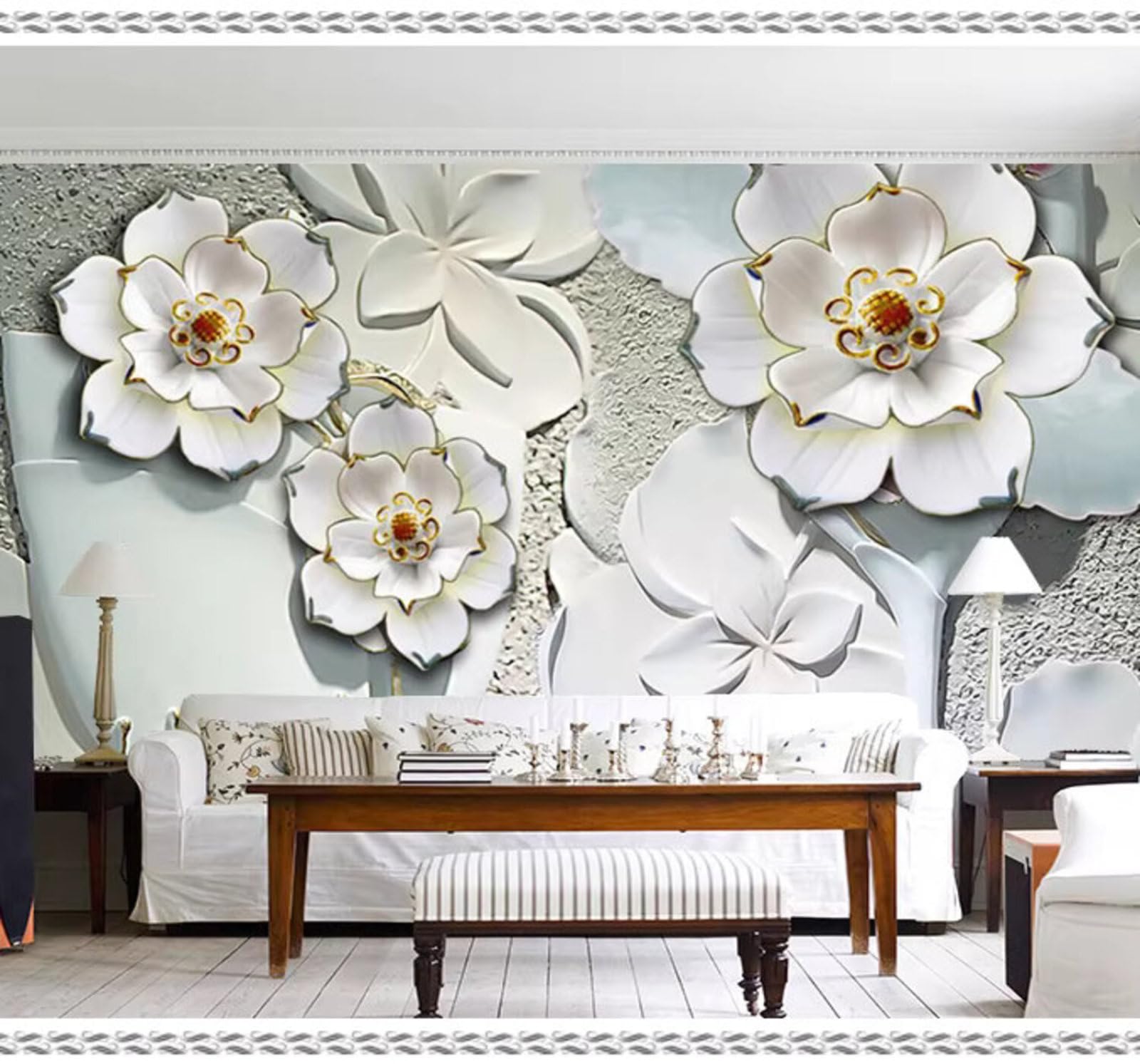 Three Dimensional Relief Beautiful Peony Blossoms Art 3D Wallpaper Easy Install Feature Office Living Room Sofa Bedroom TV Background Wall Decoration-350cm×256cm