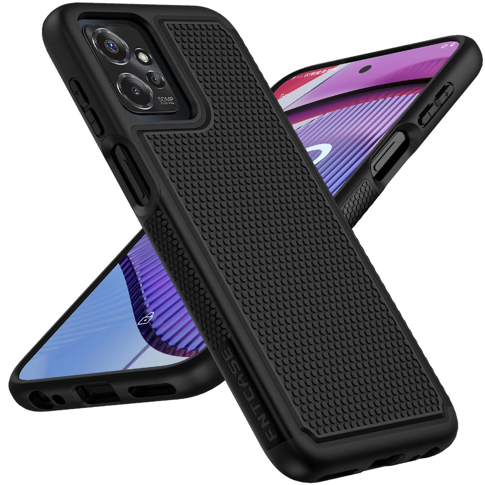 for Motorola Moto G Power/G-5G 2023 Case: Dual Layer Shockproof Protective Textured Design Cell Phone Cover Heavy Duty Removable Rugged Tough Back Hardshell Hybrid Slim Basic Case (Matte Black)