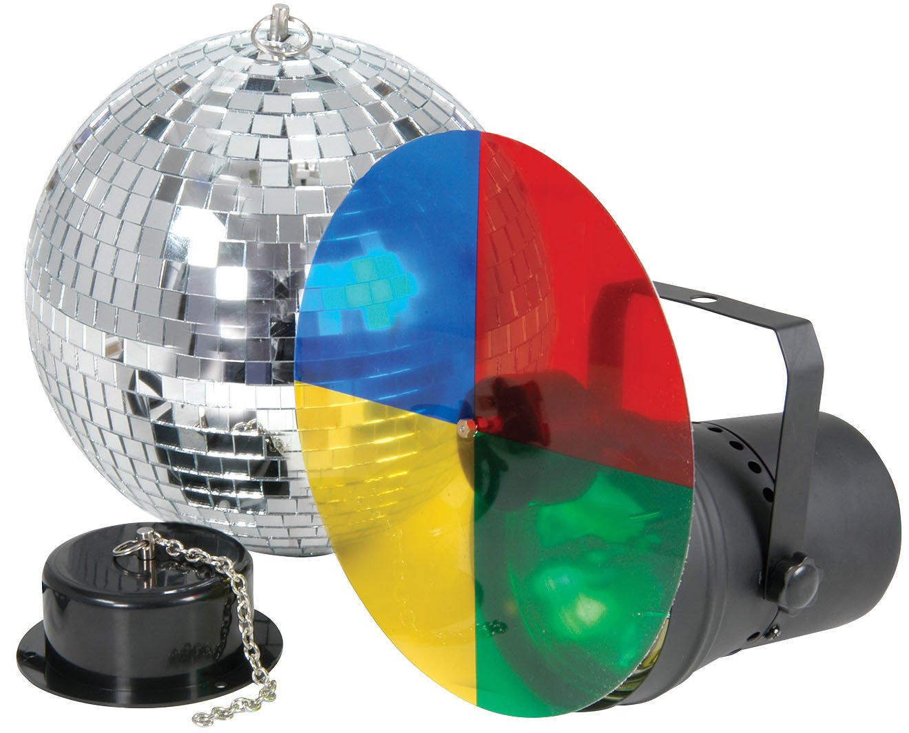 AVSL Motor 20cm Discokugel Komplettset 4-Farben PAR-Strahler