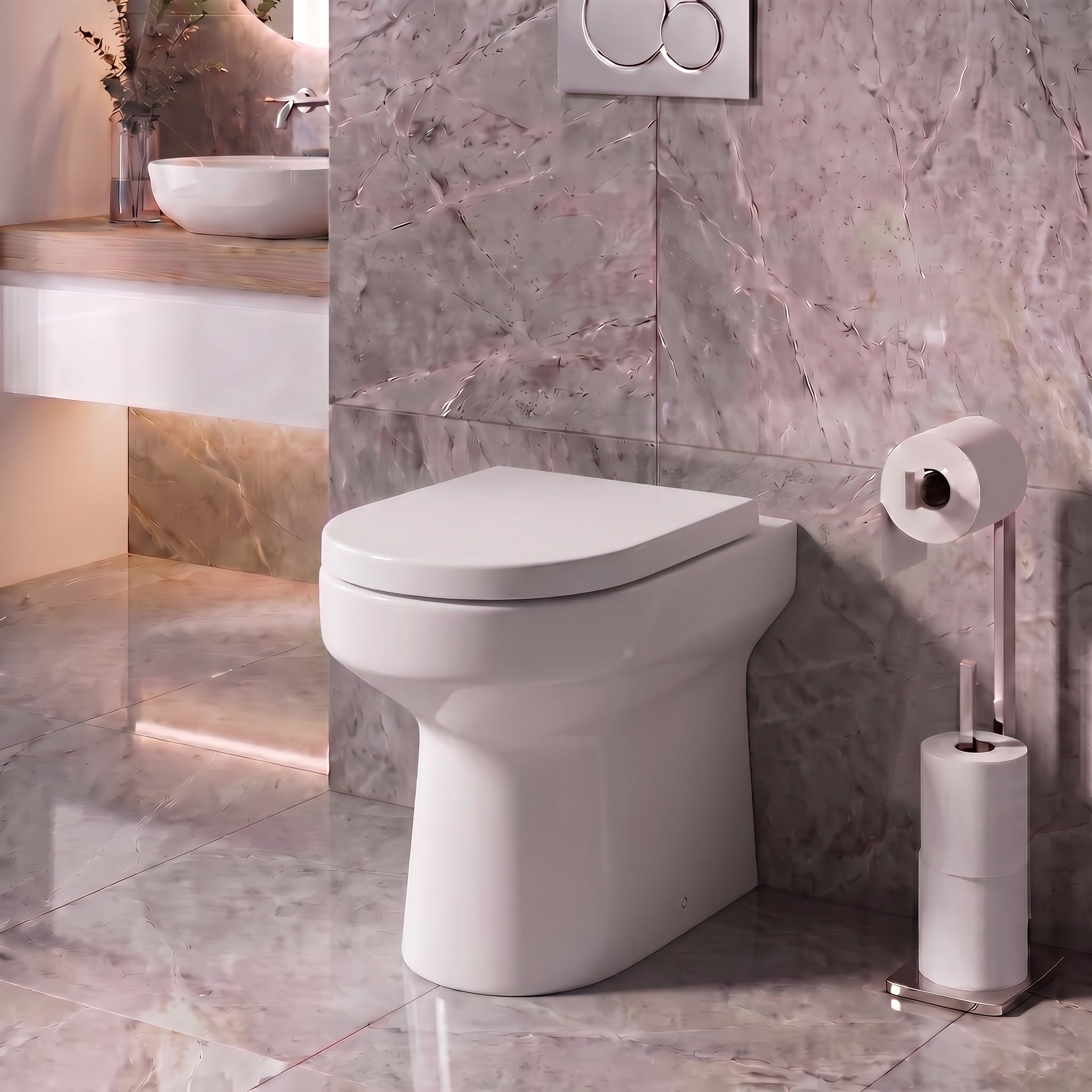Affine® Tivoli D Shape Toilet Seat Top Fix Quick Release Soft Close Hinges Bathroom Cloakroom Modern, White Gloss