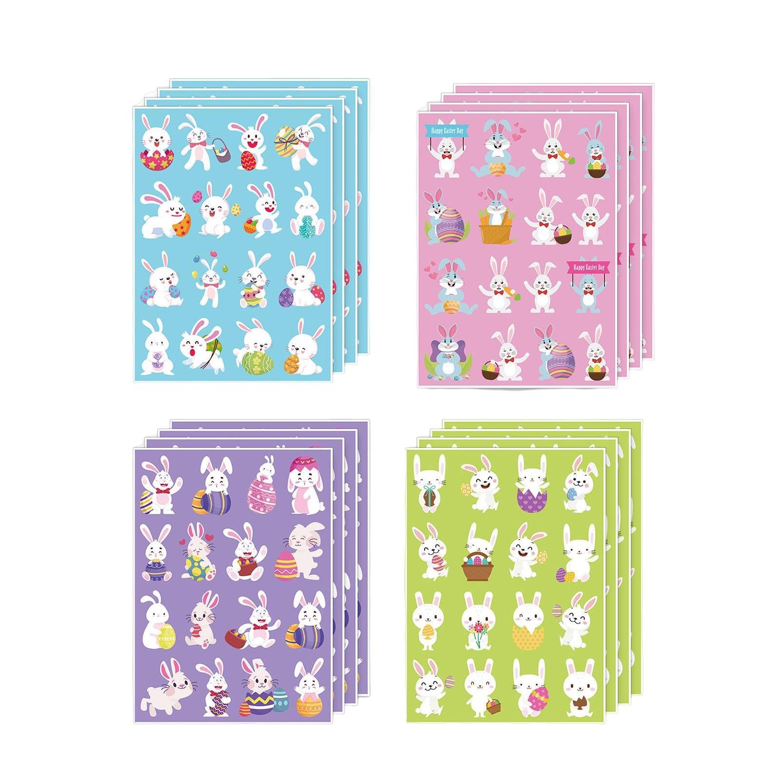 KTUXZCI Cute Cartoon Bunny Eggs Stickers Holiday Decoration Set Egg Stickers Decorative Assorted Party Supplies Easter Bunny Eggs for Kids Cartoon Cute