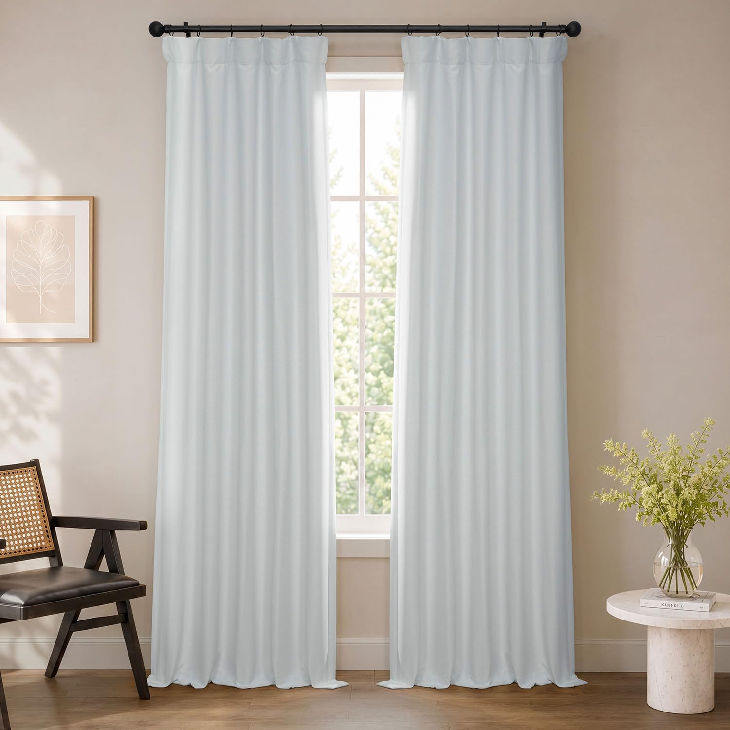 HPD Half Price Drapes Bellino Room Darkening Curtains 120 Inches Long Curtains for Bedroom & Living Room (1 Panel), 50W x 120L, Chalk Off White