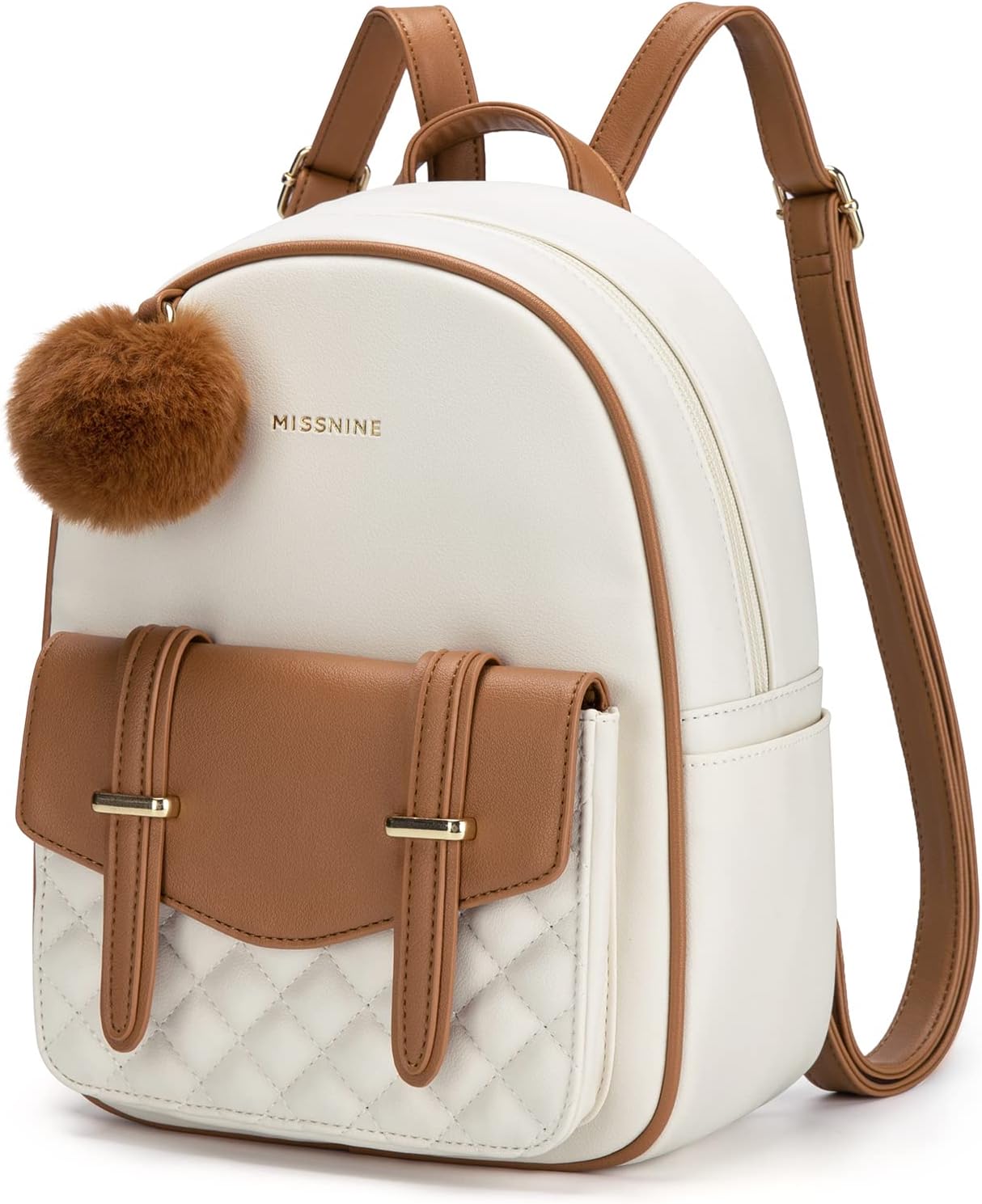 Mini Backpack for Women Cute Small Backpack Purse With Pompom PU Leather Bookbag Small Casual Daypacks For Ladies