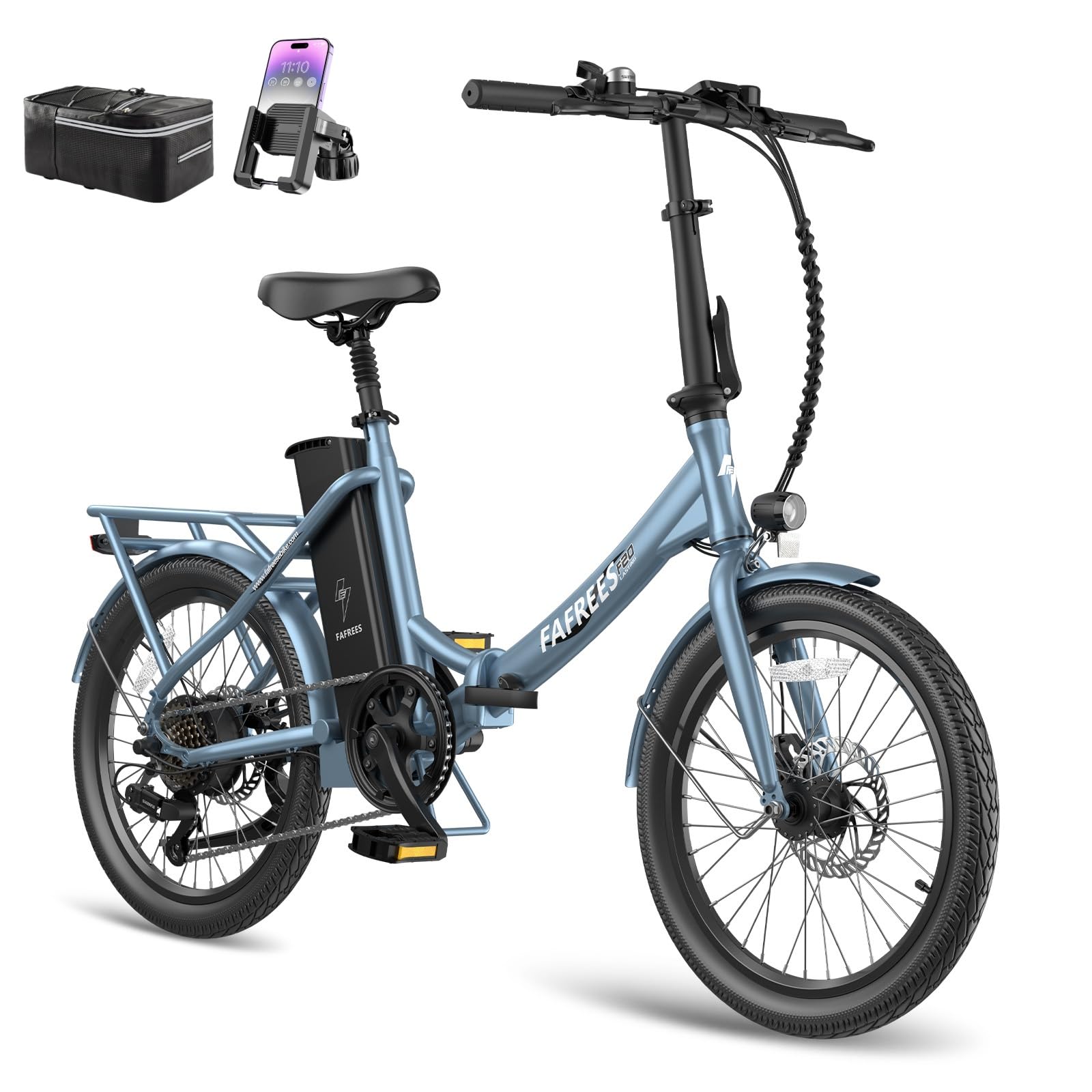 Fafrees E Bike Klapprad, 20 Zoll Elektrofahrrad 250W, Pedelec 36V 18.2Ah Akku, 25km/h E Fahrrad für Herren/Damen, Faltrad City Ebike Reichweite bis zu 125-160km, F20 Lasting (Blau) Sport & Freizeit
