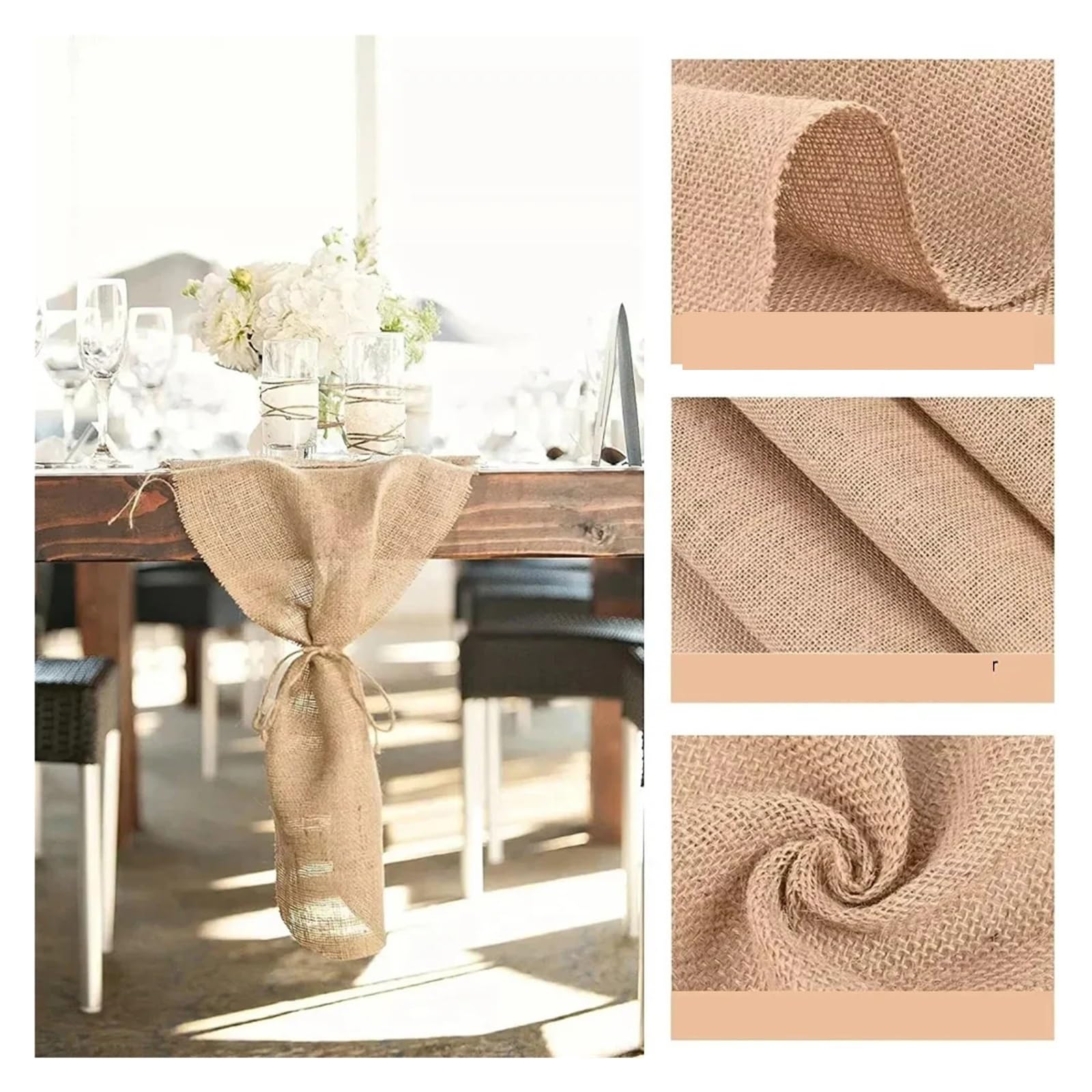 Rollo de arpillera Beige Natural, 30cm x 10m, tela yute rústica for manualidades, camino y marco for silla, decoraciones boda, 1 Uds Para Hogar