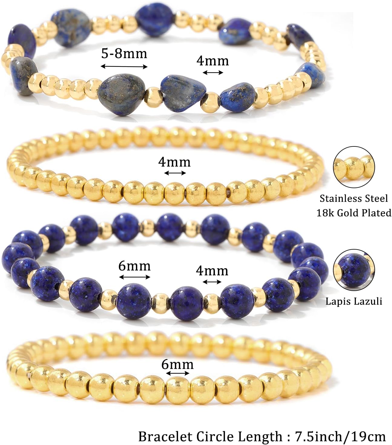 Gold Beaded Bracelets for Women Gold Bracelet Stack Natural Stone Bracelet Healing Crystal Bracelet Stretch Gemstone Bracelets - Image 2