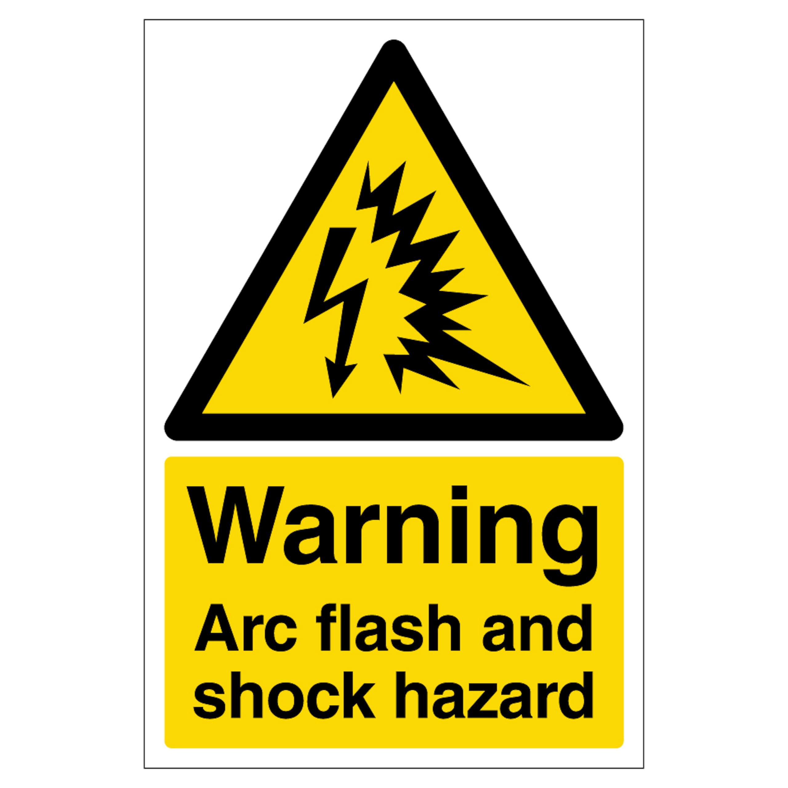 Warning Arc flash and shock hazard - Portrait 300 x 400mm - 1mm Rigid Plastic