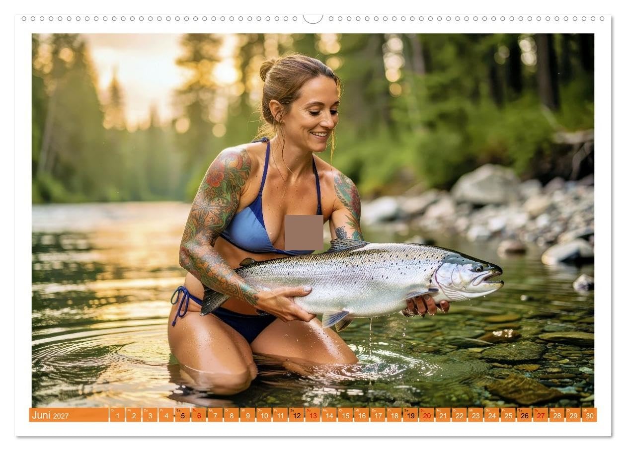 Sexy - Girls mit großen Lachsen (Wandkalender 2027 DIN A2 quer), CALVENDO Monatskalender: Selbstbewusste Girls präsentieren stolz ihre riesigen Lachse. (CALVENDO Erotik)
