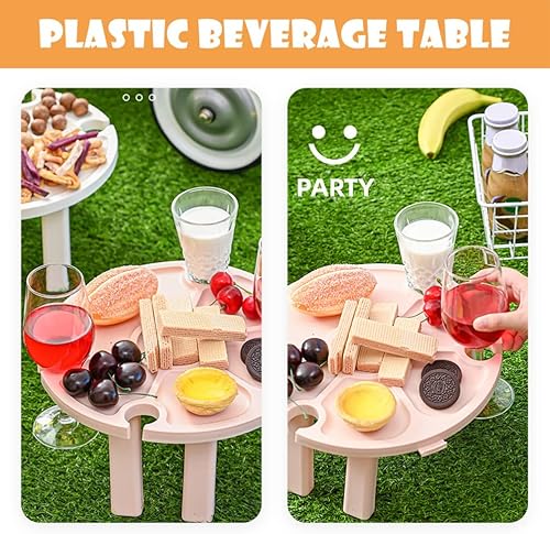 Miniatura 6 de DOITOOL Mesa de picnic plegable para vino: mesa de playa de plástico portátil, juego de mesa de vino al aire libre, mesa de picnic de vino, mesa de