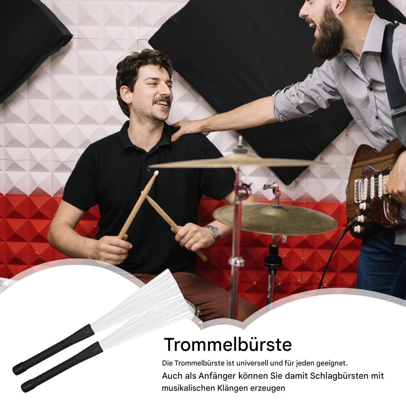 Drum Wire Brushes, Wire Brush Set Of Heavy Duty, Retractable 2 x Drum Instrument Playing Wire Brushes, Beginners Professionals Musical Instrument Accessories For Concert, Performance